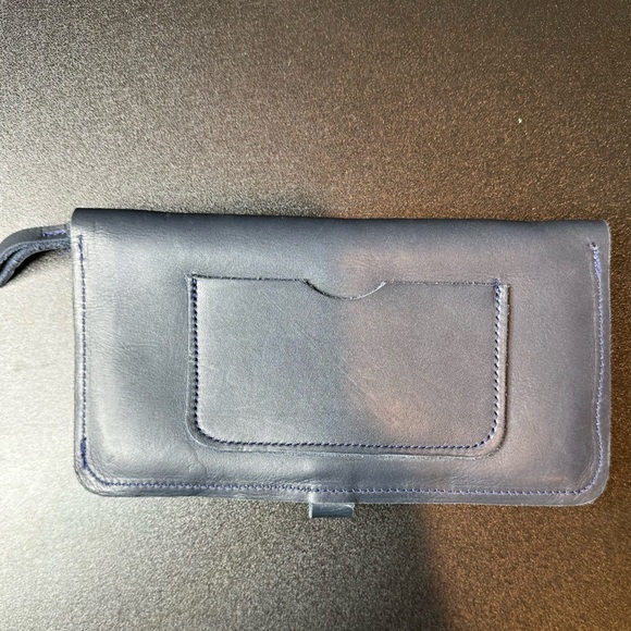 Navy handmade leather wallet.  I think it is an early Able wallet.  Excellent. - Picture 2 of 6